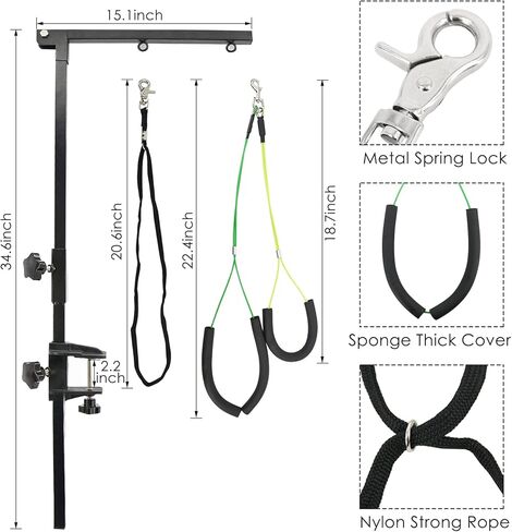 بيتيرويت ذراع تمشيط الكلاب مع مشبك قابل للطي، ذراع طاولة للعناية بالكلاب قابل للطي مع حلقة حبل مشقوق، حامل بدون جالس، اداة تجميل للحيوانات الاليفة متوسطة وصغيرة الحجم in Kuwait