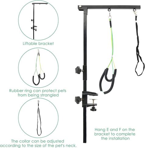بيتيرويت ذراع تمشيط الكلاب مع مشبك قابل للطي، ذراع طاولة للعناية بالكلاب قابل للطي مع حلقة حبل مشقوق، حامل بدون جالس، اداة تجميل للحيوانات الاليفة متوسطة وصغيرة الحجم in Kuwait