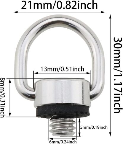 Heyous 2PCS 1/4 ''-20 موضوع الفولاذ المقاوم للصدأ D حلقة المسمار يتوقف حامل الكاميرا تثبيت المسمار لكاميرا ترايبود DSLR للتحرير السريع حبال حزام المعصم (فضي) in Saudi Arabia