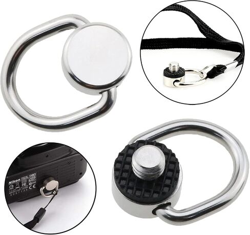 Heyous 2PCS 1/4 ''-20 موضوع الفولاذ المقاوم للصدأ D حلقة المسمار يتوقف حامل الكاميرا تثبيت المسمار لكاميرا ترايبود DSLR للتحرير السريع حبال حزام المعصم (فضي) in Saudi Arabia