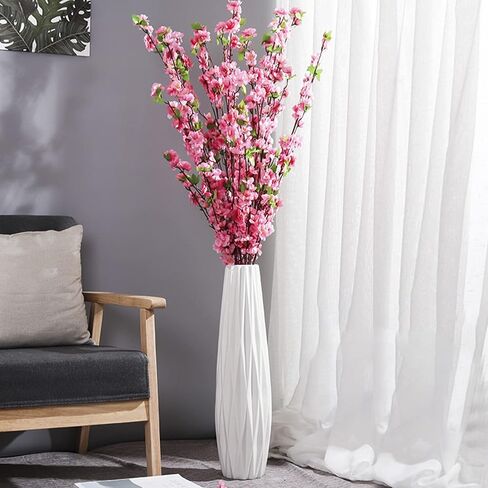 KSYGINXD White Floor Vase 24 Inches Tall, Decorative Large Ceramic Vase for Living Room, Tall Flower Holder for Home Décor Dried Flower Arrangement Housewarming Office in Kuwait