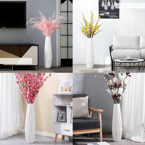 KSYGINXD White Floor Vase 24 Inches Tall, Decorative Large Ceramic Vase for Living Room, Tall Flower Holder for Home Décor Dried Flower Arrangement Housewarming Office in Kuwait