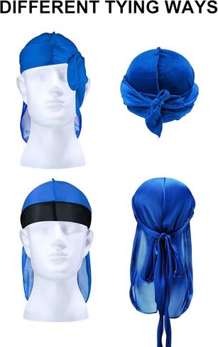 2 Pieces Silky Satin Baby Durags Kids Satin Durag Caps Headwraps with Long Tail and Wide Straps for 360 Waves in Saudi Arabia