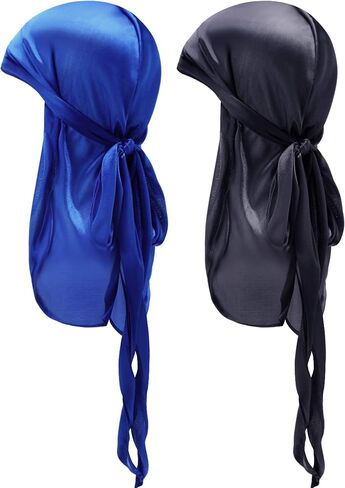 2 Pieces Silky Satin Baby Durags Kids Satin Durag Caps Headwraps with Long Tail and Wide Straps for 360 Waves in Saudi Arabia