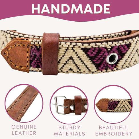 Western Dog Collar - Leather Embroidered Design for Small Medium Large Dogs Puppy Pets - Aztec Southwest for Boy and Girl Female & Male Dogs - Collar para Perros Beaded (Medium, Baja White) in Saudi Arabia