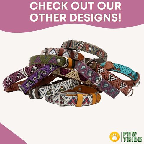 Western Dog Collar - Leather Embroidered Design for Small Medium Large Dogs Puppy Pets - Aztec Southwest for Boy and Girl Female & Male Dogs - Collar para Perros Beaded (Medium, Baja White) in Saudi Arabia