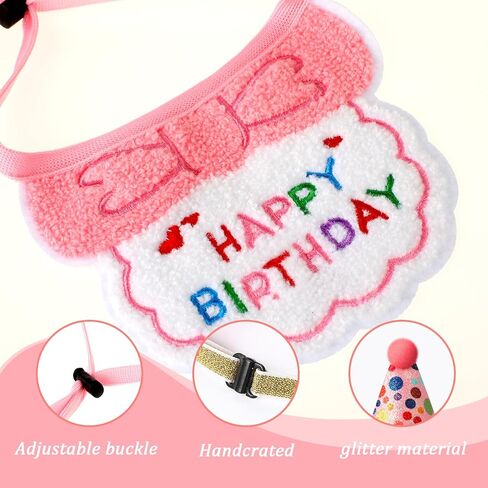 KALIONE Cat Birthday Party Supplies Pack, Cute Cat Birthday Hat with 0-8 Numbers, Adjustable Cat Bandana, Cat Birthday Decorations, Birthday Outfits Hat Accessories for Indoor Cats Kitten Pet, Pink in Kuwait