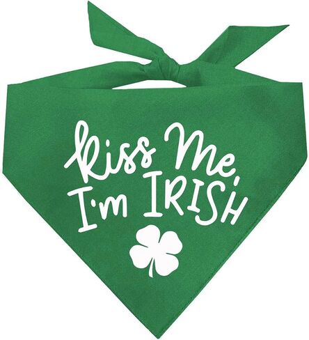 Kiss Me I'm Irish Shamrock Green/ 4 Leaf Clover Day Dog Bandana (69 Green, One Size) in Saudi Arabia