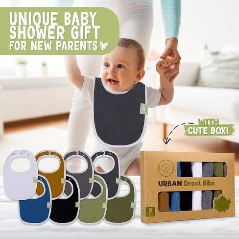 KeaBabies Organic Baby Bibs for Boys & Girls And Baby Beanie Winter Hats Bundle - Organic Cotton Teething Bib (Basic) - Soft Knitted Baby Hat Mittens (Urban) in Saudi Arabia