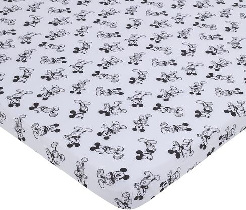 Disney Mickey Mouse Timeless Mickey Gray, White, & Blue Stars & Icons 3Piece Nursery Mini Crib Bedding Set - Comforter & Two Fitted Mini Crib Sheets, Navy, Grey, Black, White in Saudi Arabia