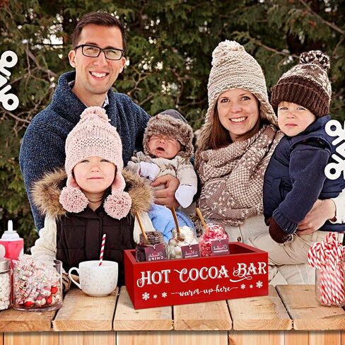 Christmas Hot Cocoa Wood Tray Holder Box Station for Home Kitchen Holiday Decor in Saudi Arabia