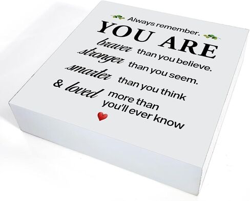 Inspirational Office Sign Positive Quote Wooden Box Sign Always Remember You Are Braver Desk Decorative Wooden Sign Home Office Decor for Desk Table Shelf 5 x 5 Inches in Saudi Arabia