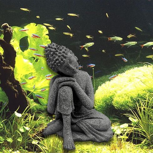 توجيذر-لايف ديكور حوض اسماك بوذا للتامل، ديكور حوض اسماك بوذا يجلس من الحجر الرملي، تمثال بوذي للتامل لتزيين حوض الاسماك والحديقة المنزلية in Kuwait
