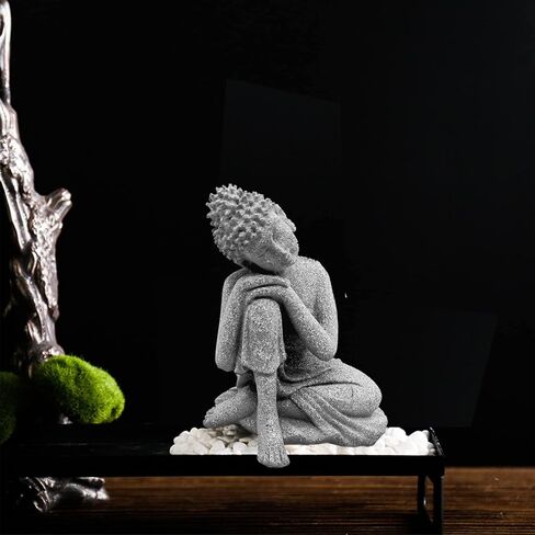 توجيذر-لايف ديكور حوض اسماك بوذا للتامل، ديكور حوض اسماك بوذا يجلس من الحجر الرملي، تمثال بوذي للتامل لتزيين حوض الاسماك والحديقة المنزلية in Kuwait
