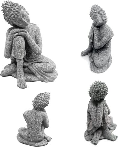 توجيذر-لايف ديكور حوض اسماك بوذا للتامل، ديكور حوض اسماك بوذا يجلس من الحجر الرملي، تمثال بوذي للتامل لتزيين حوض الاسماك والحديقة المنزلية in Kuwait