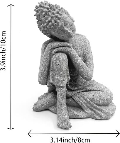 توجيذر-لايف ديكور حوض اسماك بوذا للتامل، ديكور حوض اسماك بوذا يجلس من الحجر الرملي، تمثال بوذي للتامل لتزيين حوض الاسماك والحديقة المنزلية in Kuwait