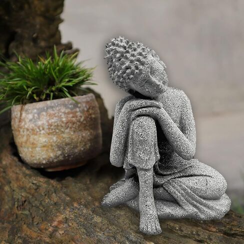 توجيذر-لايف ديكور حوض اسماك بوذا للتامل، ديكور حوض اسماك بوذا يجلس من الحجر الرملي، تمثال بوذي للتامل لتزيين حوض الاسماك والحديقة المنزلية in Kuwait