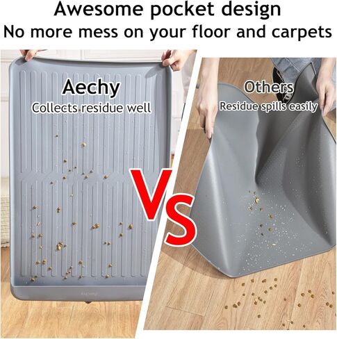 سجادة طعام الكلاب من AECHY للطعام والماء، سجادة طعام الكلاب من السيليكون مع جيب لصيد الانسكابات والبقايا، مقاسات متعددة، سجادة تغذية للكلاب بألوان متعددة، سجادة وعاء ماء للكلاب والقطط غير قابلة للانزلاق مع حواف عالية لطعام القطط in Kuwait