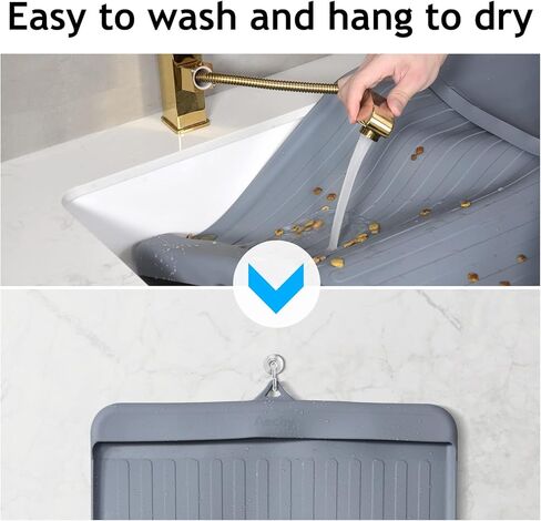 سجادة طعام الكلاب من AECHY للطعام والماء، سجادة طعام الكلاب من السيليكون مع جيب لصيد الانسكابات والبقايا، مقاسات متعددة، سجادة تغذية للكلاب بألوان متعددة، سجادة وعاء ماء للكلاب والقطط غير قابلة للانزلاق مع حواف عالية لطعام القطط in Kuwait