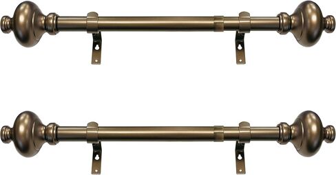 Cardiff 12-20 Inch Adjustable Side Curtain Rod Set Pair, 1 Inch Diameter in Black in Kuwait