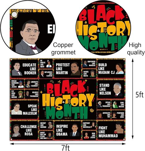 Sunwer Black History Month Decoration Juneteenth Photo Booth Backdrop Afro African American School Art Posters Classroom Bulletin Board Hanging Banner (5.9×3.6ft) in Kuwait