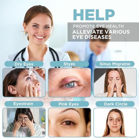 قناع العين الكهربائي المُسخن - قناع ضغط العين الدافئ للعيون الجافة - وسادة تسخين USB للعين (3 إعدادات للحرارة + مؤقت) قناع العين الجاف غير الميكروويف للنوم، وحكة الجيوب الأنفية والدائرة السوداء (أسود) in Kuwait