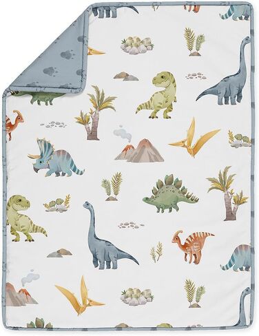 Sweet Jojo Designs Watercolor Dinosaur Dino Baby Boy Crib Bedding Set Infant Nursery Room Blanket Fitted Sheet Skirt Diaper Stacker 4p Green Blue White Modern Nature Jurassic Animal Tracks Footprint in Saudi Arabia