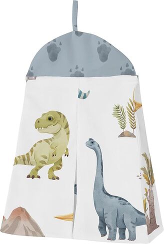 Sweet Jojo Designs Watercolor Dinosaur Dino Baby Boy Crib Bedding Set Infant Nursery Room Blanket Fitted Sheet Skirt Diaper Stacker 4p Green Blue White Modern Nature Jurassic Animal Tracks Footprint in Saudi Arabia