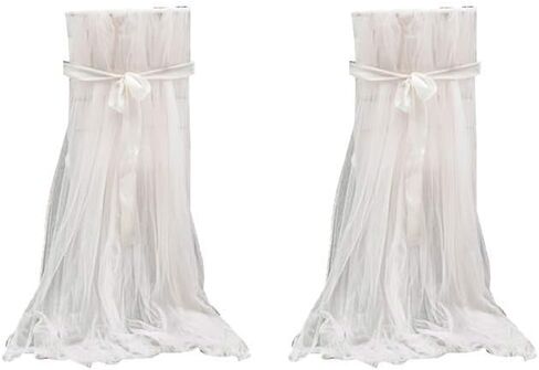 غطاء كرسي من التل قطعتين من VORCOOL من التول ربطات عنق طويلة شبكية مزغبة توتو أغطية لزينة الزفاف وحفلات الزفاف وحفلات استقبال المولود (أبيض) in Kuwait