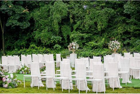 غطاء كرسي من التل قطعتين من VORCOOL من التول ربطات عنق طويلة شبكية مزغبة توتو أغطية لزينة الزفاف وحفلات الزفاف وحفلات استقبال المولود (أبيض) in Kuwait