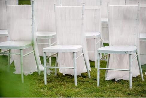 غطاء كرسي من التل قطعتين من VORCOOL من التول ربطات عنق طويلة شبكية مزغبة توتو أغطية لزينة الزفاف وحفلات الزفاف وحفلات استقبال المولود (أبيض) in Kuwait