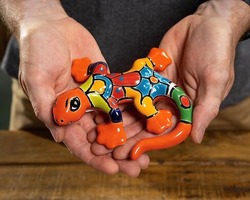 Enchanted Talavera Mexican Talavera Pottery Mini Hand Painted Mexican Ceramic Garden Gecko Salamander Frog Butterfly Dragonfly Animals Butterflies Reptiles Wall Décor Art (Mini 5"x6" Deep Green) in Saudi Arabia