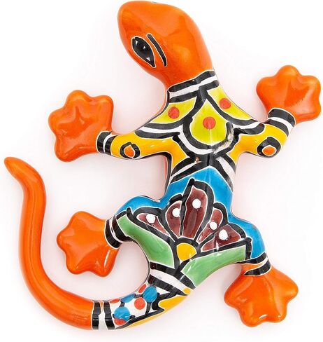 Enchanted Talavera Mexican Talavera Pottery Mini Hand Painted Mexican Ceramic Garden Gecko Salamander Frog Butterfly Dragonfly Animals Butterflies Reptiles Wall Décor Art (Mini 5"x6" Deep Green) in Saudi Arabia