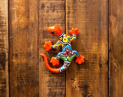 Enchanted Talavera Mexican Talavera Pottery Mini Hand Painted Mexican Ceramic Garden Gecko Salamander Frog Butterfly Dragonfly Animals Butterflies Reptiles Wall Décor Art (Mini 5"x6" Deep Green) in Saudi Arabia