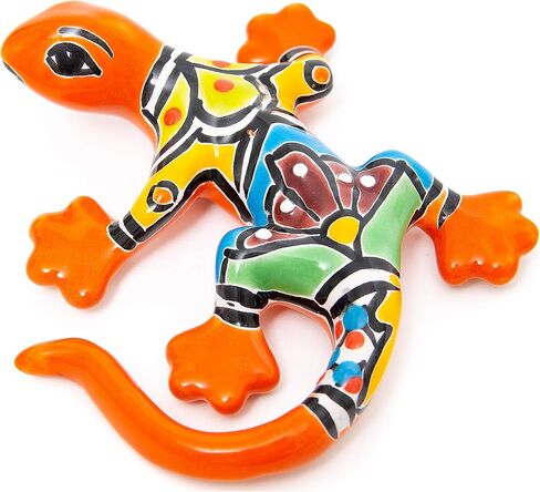 Enchanted Talavera Mexican Talavera Pottery Mini Hand Painted Mexican Ceramic Garden Gecko Salamander Frog Butterfly Dragonfly Animals Butterflies Reptiles Wall Décor Art (Mini 5"x6" Deep Green) in Saudi Arabia