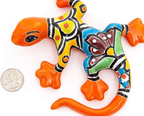 Enchanted Talavera Mexican Talavera Pottery Mini Hand Painted Mexican Ceramic Garden Gecko Salamander Frog Butterfly Dragonfly Animals Butterflies Reptiles Wall Décor Art (Mini 5"x6" Deep Green) in Saudi Arabia