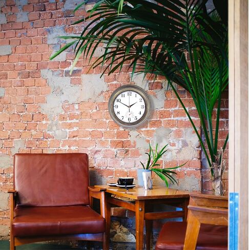 Evursua داخلي في الهواء الطلق على مدار الساعة ميزان الحرارة التحرير والسرد ساعات الحائط للماء لفناء حديقة غرفة نوم الحمام، مقاومة الطقس، غير موقوتة، تعمل بالبطارية (برونزية، 12 بوصة) in Kuwait