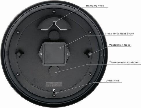 Evursua داخلي في الهواء الطلق على مدار الساعة ميزان الحرارة التحرير والسرد ساعات الحائط للماء لفناء حديقة غرفة نوم الحمام، مقاومة الطقس، غير موقوتة، تعمل بالبطارية (برونزية، 12 بوصة) in Kuwait