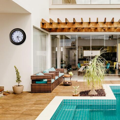 Evursua داخلي في الهواء الطلق على مدار الساعة ميزان الحرارة التحرير والسرد ساعات الحائط للماء لفناء حديقة غرفة نوم الحمام، مقاومة الطقس، غير موقوتة، تعمل بالبطارية (برونزية، 12 بوصة) in Kuwait