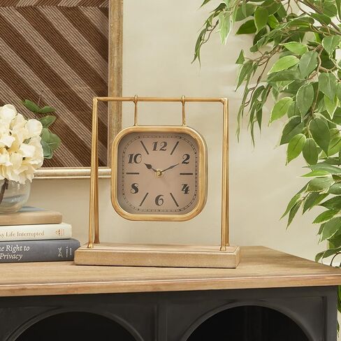 Deco 79 Wood Pendulum Clock with Wood Base, 10" x 5" x 11", Gold in Saudi Arabia