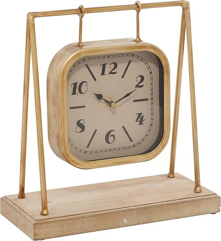 Deco 79 Wood Pendulum Clock with Wood Base, 10" x 5" x 11", Gold in Saudi Arabia