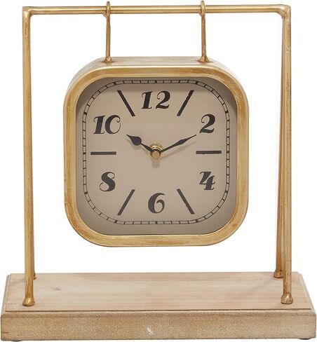 Deco 79 Wood Pendulum Clock with Wood Base, 10" x 5" x 11", Gold in Saudi Arabia