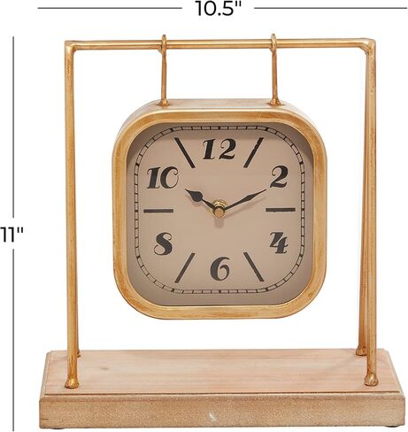Deco 79 Wood Pendulum Clock with Wood Base, 10" x 5" x 11", Gold in Saudi Arabia