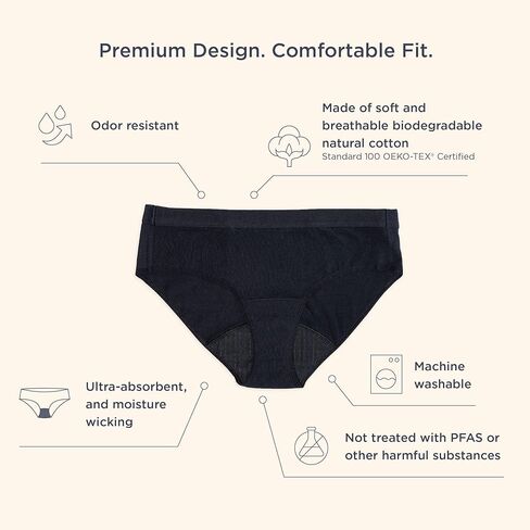 saalt Reusable Period Underwear - Comfortable, Thin, and Keeps You Dry from All Leaks (Cotton, Brief) in Saudi Arabia
