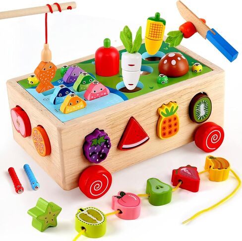 Toddlers Montessori Wooden Educational Toys for Baby Boys Girls Age 2 3 4 Year Old, Carrot Harvest Game, Fine Motor Skills Wooden Shape Sorter Easter Birthday Gifts for Kids 2 3 4 in Kuwait