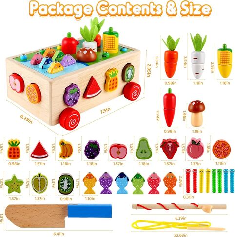 Toddlers Montessori Wooden Educational Toys for Baby Boys Girls Age 2 3 4 Year Old, Carrot Harvest Game, Fine Motor Skills Wooden Shape Sorter Easter Birthday Gifts for Kids 2 3 4 in Kuwait