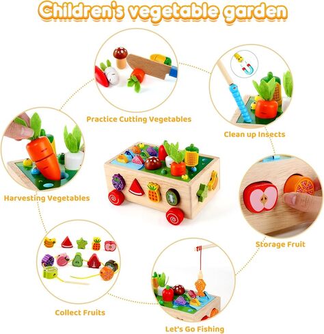 Toddlers Montessori Wooden Educational Toys for Baby Boys Girls Age 2 3 4 Year Old, Carrot Harvest Game, Fine Motor Skills Wooden Shape Sorter Easter Birthday Gifts for Kids 2 3 4 in Kuwait