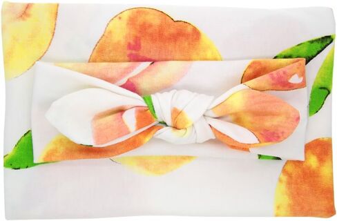 inSowni تلقي قماط بطانية ملفوفة باللون البرتقالي الخوخ مع القوس مجموعة عصابات رأس للجنسين حديثي الولادة الرضع طفلة صبي in Kuwait