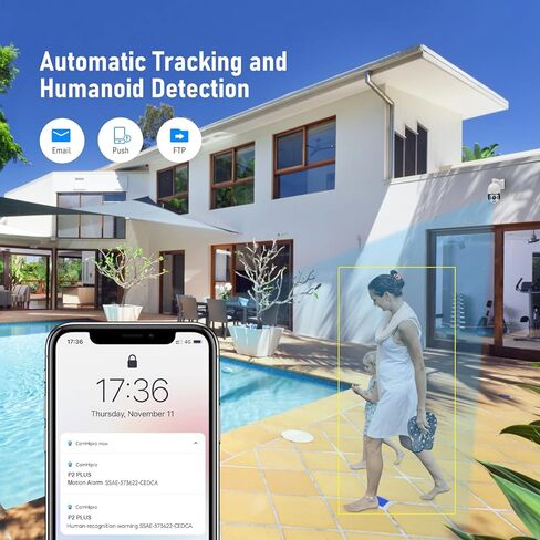 كاميرا JideTech PTZ في الهواء الطلق، كاميرا IP PoE بتكبير بصري 5 ميجابكسل 20X مع دوران 360 درجة ومسافة عرض 1000 قدم/اكتشاف الإنسان وتتبع تلقائي/11 أضواء الأشعة تحت الحمراء للرؤية الليلية/صوت ثنائي الاتجاه/IP66 مقاوم للماء in Kuwait