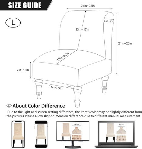 أغطية كرسي NIBESSER بدون ذراع، غطاء كرسي مميز، أغطية كراسي مطاطية منقوشة مقاومة للماء وأغطية حماية للأثاث قابلة للإزالة والغسل لغرفة المعيشة والفندق (رمادي) in Kuwait